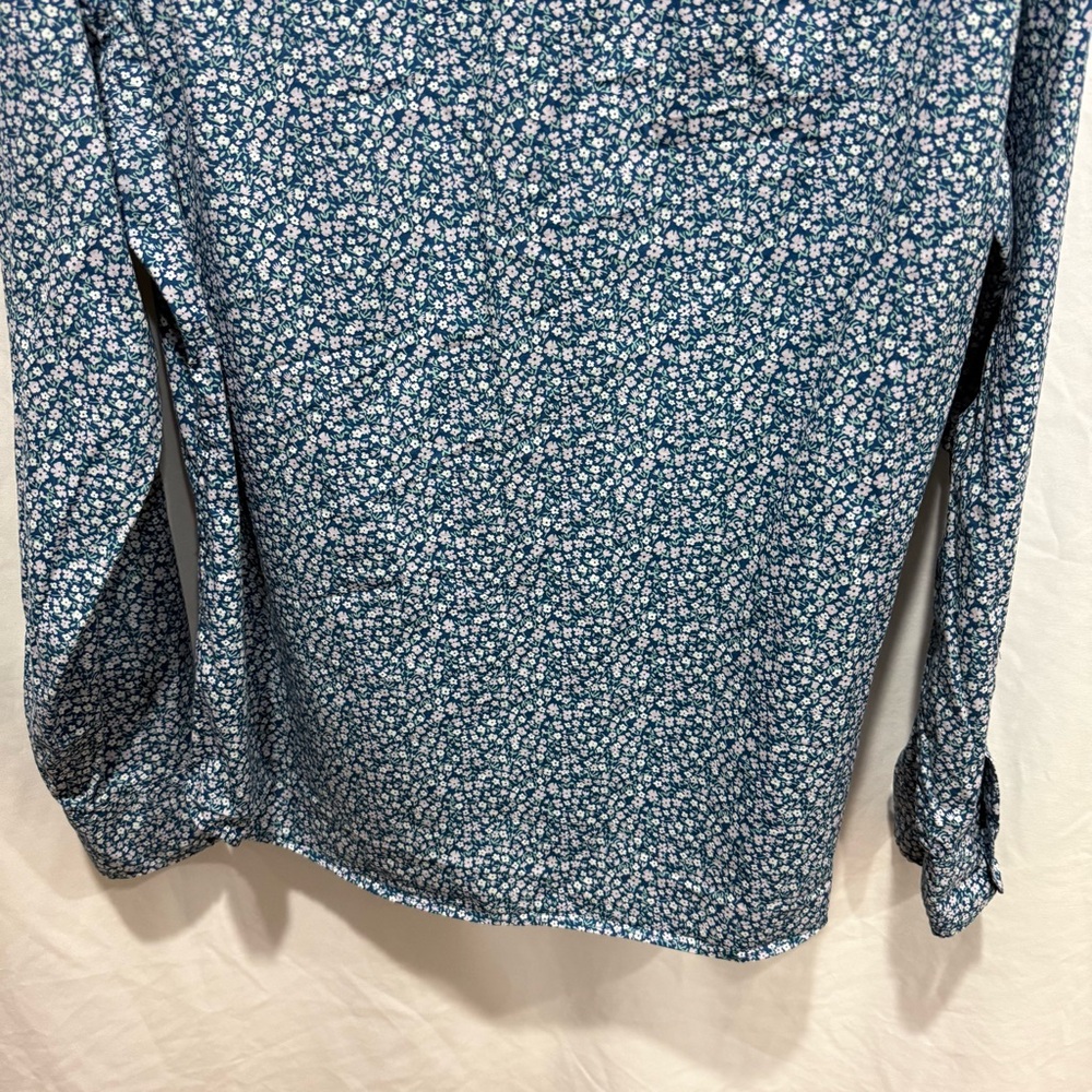 J Crew Slim Flex Washed Shirt Micro Floral Button Down Large Artsy Spring Office - Picture 8 of 11
